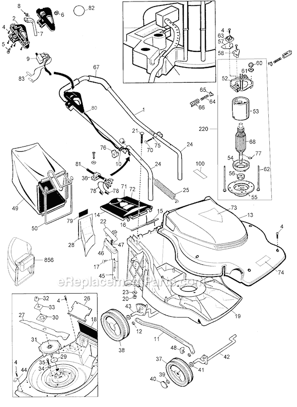 Black and Decker MM850 Type 4 19 Mulching Mower Page A Diagram