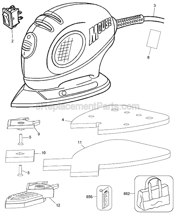 Black and Decker MS500CB Type 1 Sander Page A Diagram