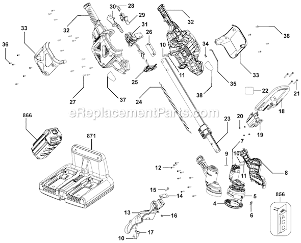 Black and Decker NST2036 36V Cordless String Trimmer Page A Diagram