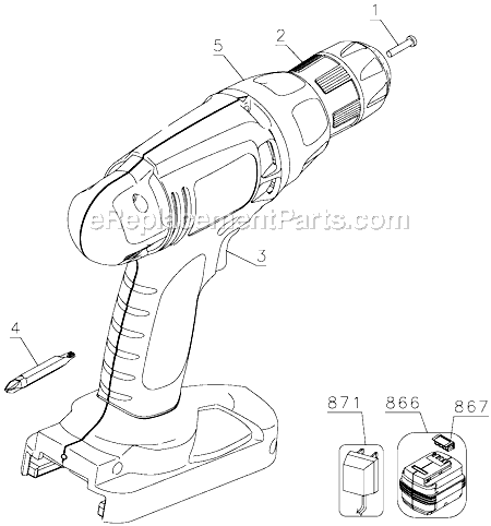 Black and Decker PS1800 Type 2 18 Volt Drill Page A Diagram
