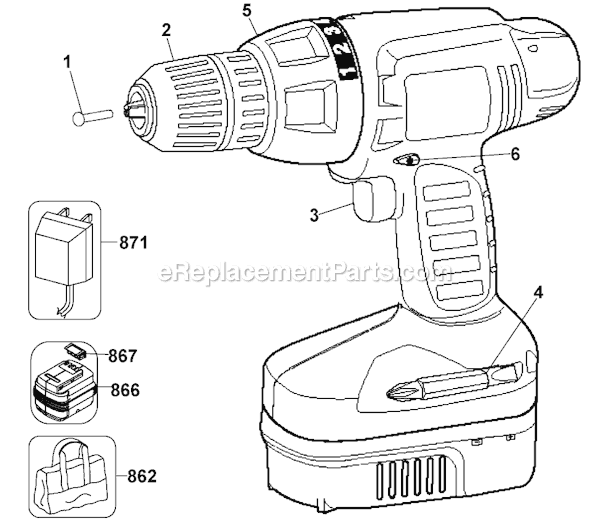Black and Decker PS2400 Type 3 24 Volt Drill Page A Diagram