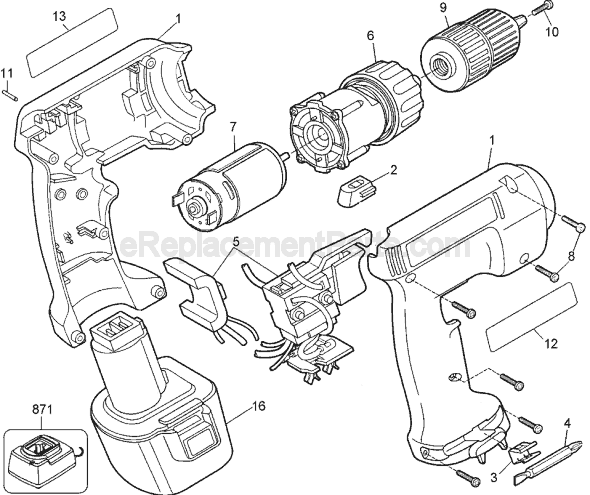 Black and Decker PS330 Type 1 Cordless Drill Page A Diagram