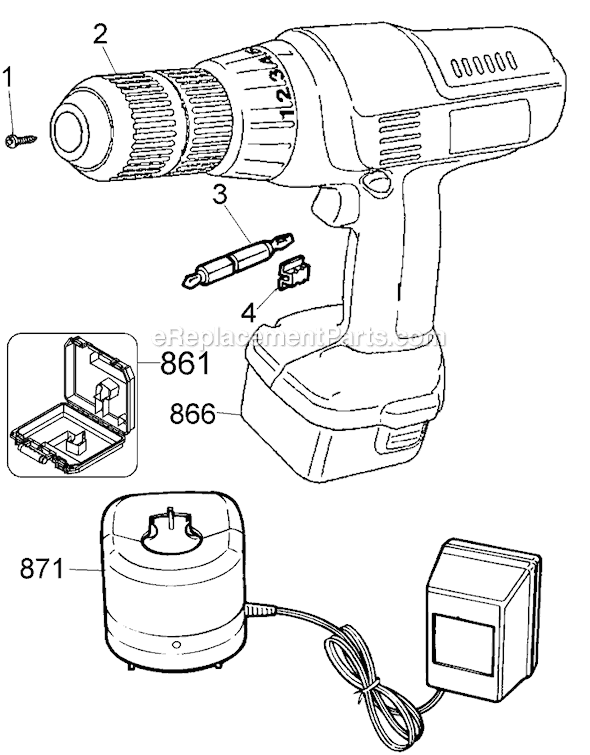 Black and Decker PS3550 Type 1 12 Volt Drill Page A Diagram