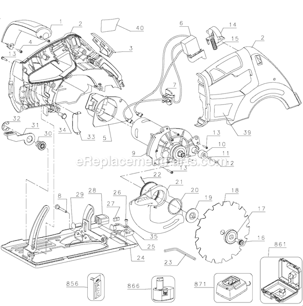 Black and Decker PSC180 Type 1 18 Volt Cordless Circular Saw Page A Diagram