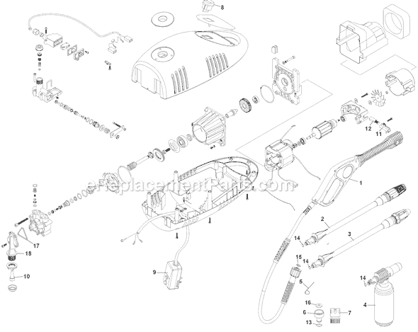 Black and Decker PW1300 Compact Electric Pressure Washer Page A Diagram