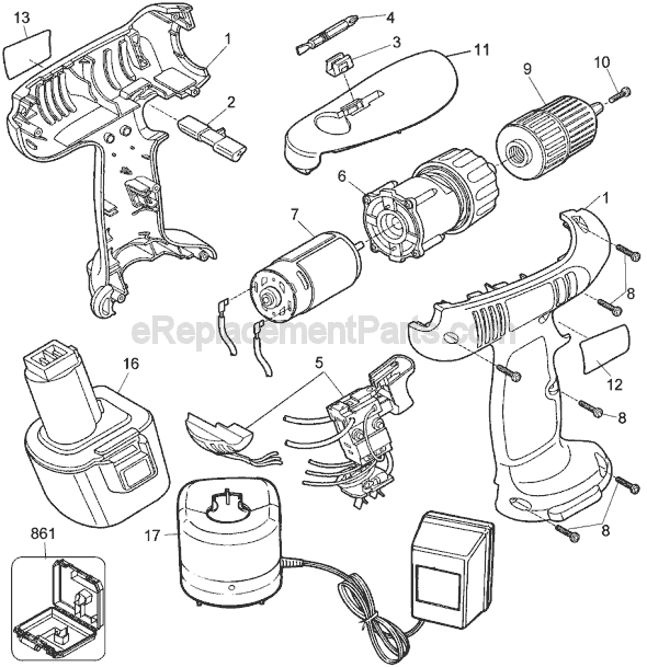 Black and Decker Q115 Type 1 Cordless Drill Page A Diagram