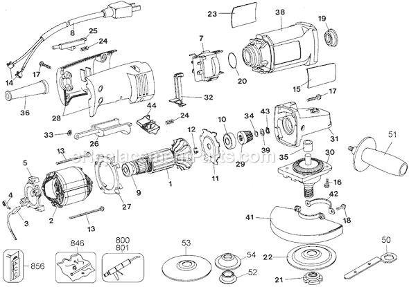 Black and Decker Q500 Type 1 Small Angle Grinder Page A Diagram