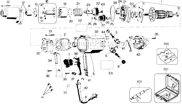 Black and Decker Q600 Type 1 Impact Wrench Page A Diagram
