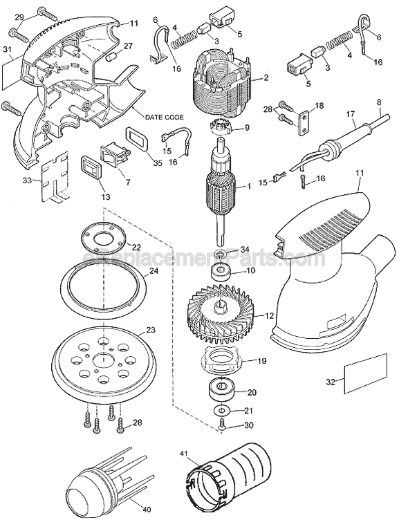 Black and Decker RO100 Type 1 Sander Page A Diagram