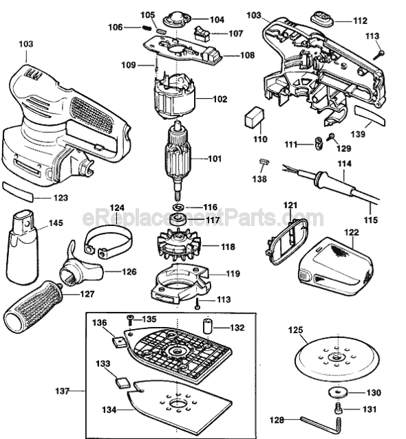 Black and Decker RO600 Type 1 Sander Page A Diagram
