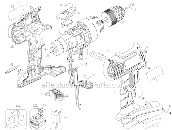 Black and Decker SS18C Type 1 18V Cordless Drill Page A Diagram