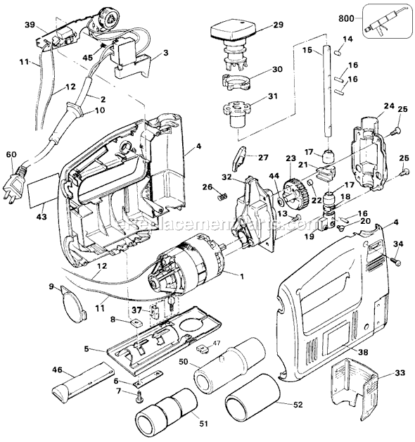 Black and Decker TS430 Type 4 Variable Speed Scroller Jigsaw Page A Diagram