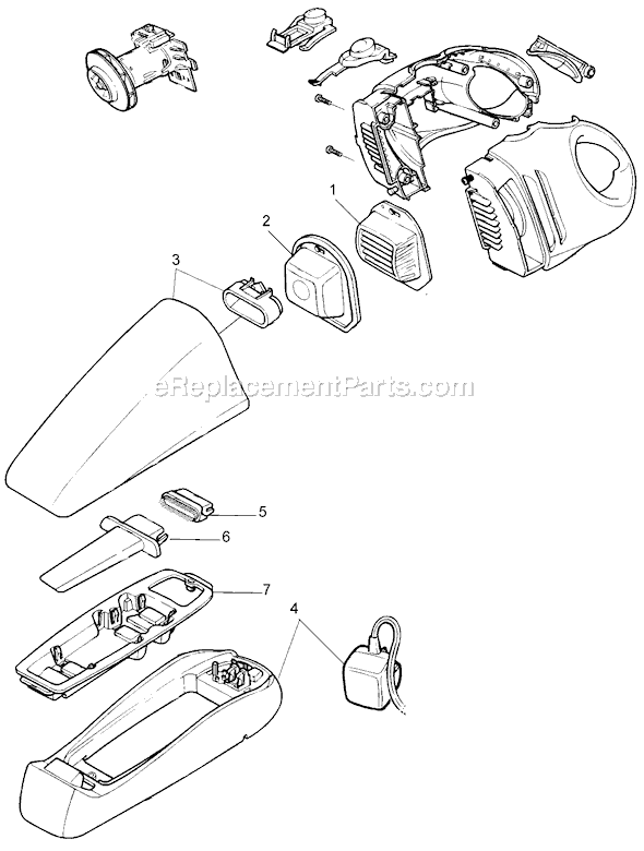 Black and Decker V7220 Type 1 7.2 Volt Dustbuster Page A Diagram