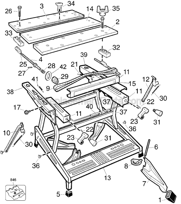 Black and Decker WM425 Type 3 Workmate Page A Diagram