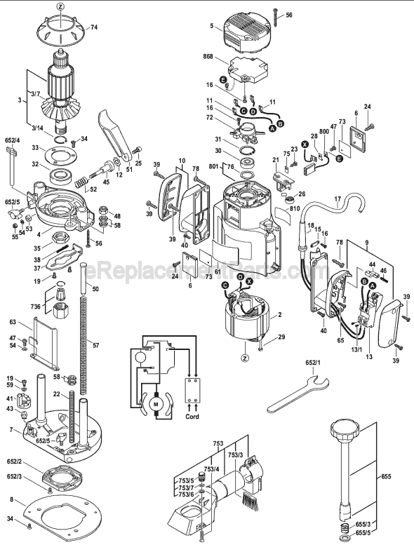 Bosch 1615EVS (0601615661) Plunge Router Page A Diagram
