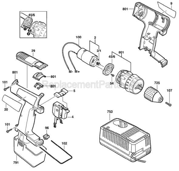 Bosch 3310 (0601936140) Cordless Drill Page A Diagram