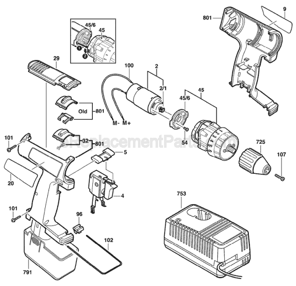 Bosch 3610 (0601936449) Cordless Drill Page A Diagram