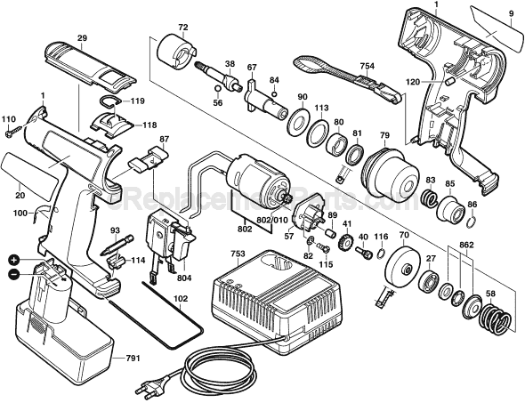 Bosch 3220 (0601939839) Cordless Drill Page A Diagram