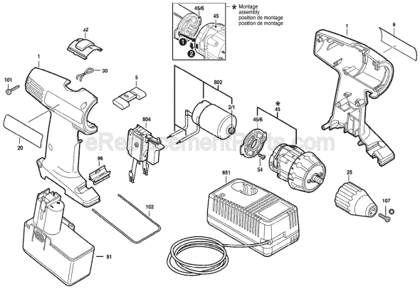 Bosch 3105 (0601949660) Cordless Drill Page A Diagram
