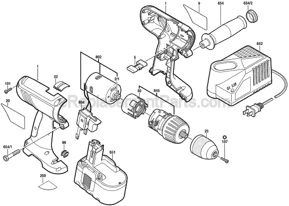 Bosch 3870 (0601952360) 18V Cordless Drill Page A Diagram