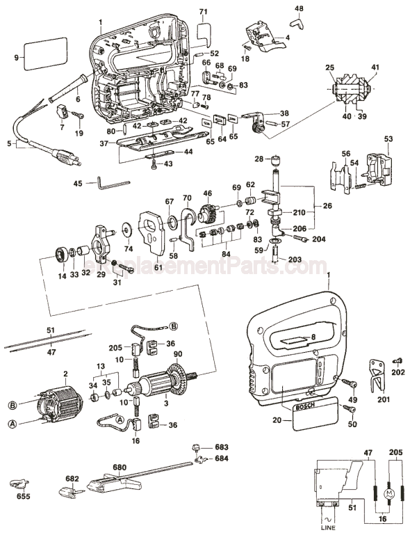 Bosch 3238VS (0603238439) Universal Shank Jig Saw Page A Diagram