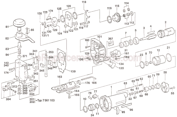 Bosch 7561-100 (0607561100) Pneumatic Jig Saw Page A Diagram