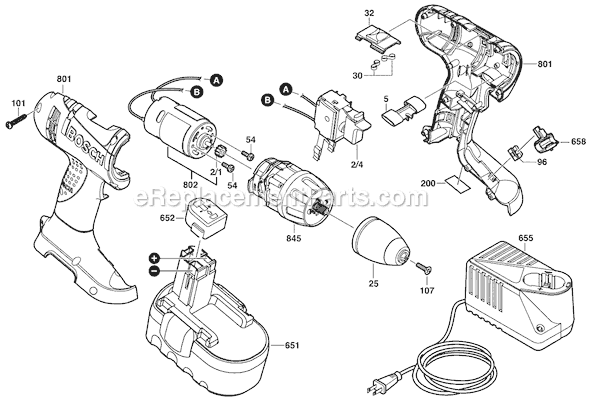 Bosch 32618 (0601916360) Cordless Drill Page A Diagram