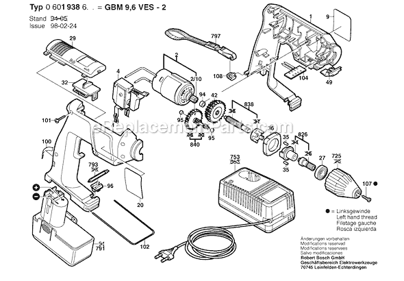 Bosch GBM9,6VES-2 (06019386A5) Cordless Drill Page A Diagram
