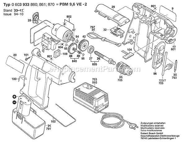 Bosch PBM9,6VE-2 (0603933861) Cordless Drill Page A Diagram