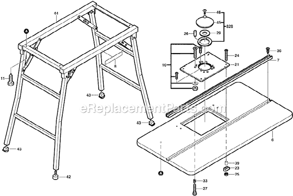 Bosch RA1200 (0603999039) Router Table Page A Diagram