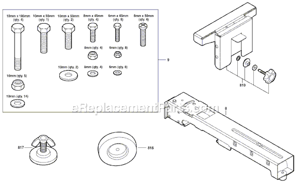 Bosch T4B (3601L12110) Gravity-Rise Wheeled Miter Saw Stand Page A Diagram