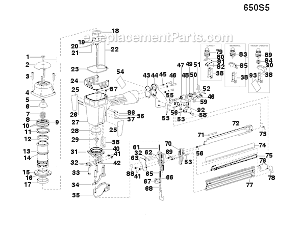 Bostitch 650S5 Pneumatic Stapler Page A Diagram