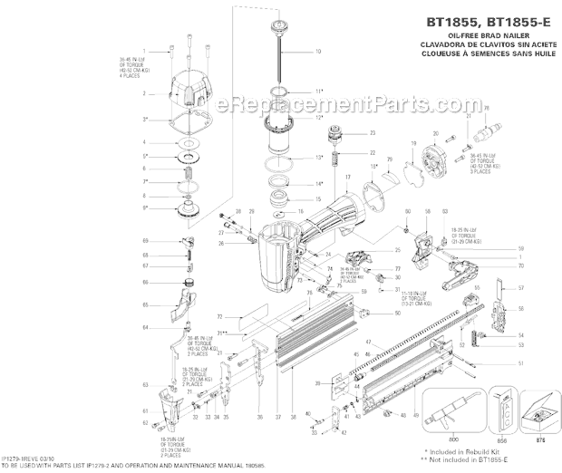 Bostitch BT1855K (Type 0) 18 Gauge Brad Nailer Page A Diagram
