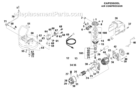 Bostitch CAP2560OL Air Compressor Page A Diagram
