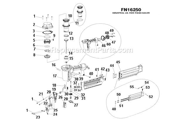 Bostitch FN16250 Industrial Oil Free Finish Nailer Page A Diagram