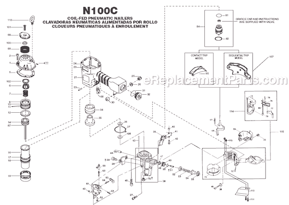 Bostitch N100C Coil-Fed Pneumatic Nailer Page A Diagram