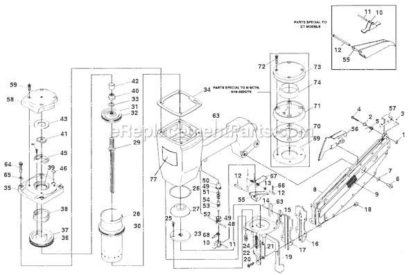 Bostitch N16 Pneumatic Nailer Page A Diagram