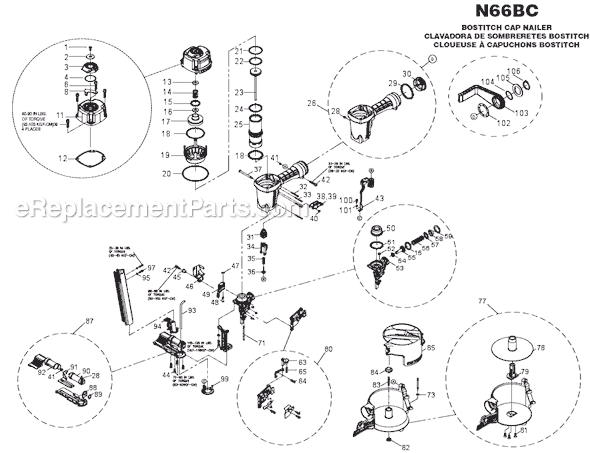 Bostitch N66BC Cap Nailer Page A Diagram