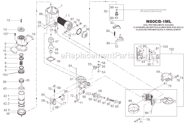 Bostitch N80CB-1ML Coil-Fed Pneumatic Nailer Page A Diagram