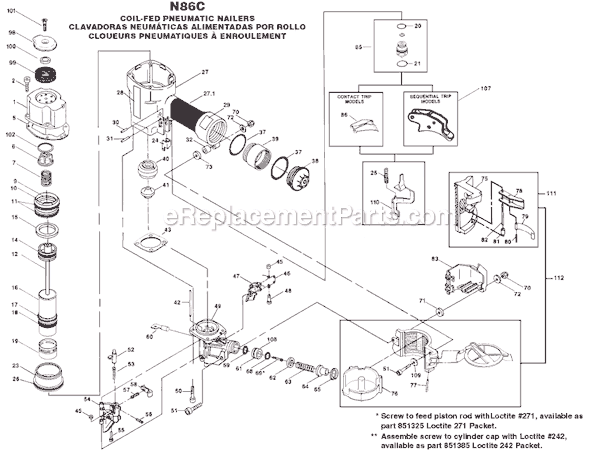 Bostitch N86C Coil-Fed Pneumatic Nailer Page A Diagram
