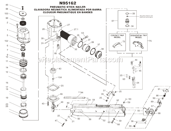 Bostitch N95162 Pneumatic Stick Nailer Page A Diagram