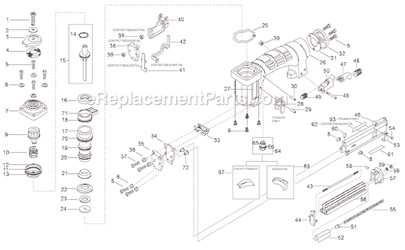Bostitch PC5000 Pneumatic Stapler Page A Diagram