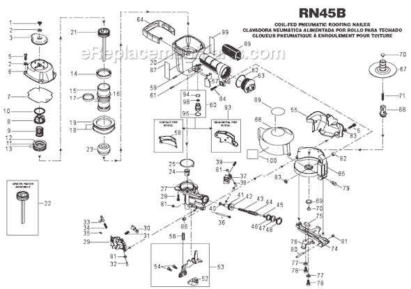 Bostitch RN45B Coil-Fed Pneumatic Roofing Nailer Page A Diagram