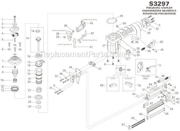 Bostitch S3297 Pneumatic Stapler Page A Diagram