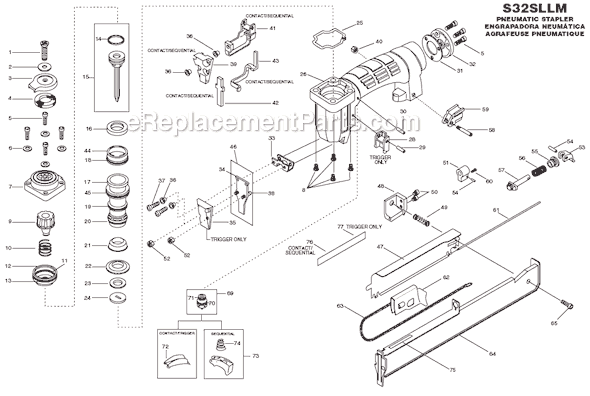 Bostitch S32SLLM Pneumatic Stapler Page A Diagram