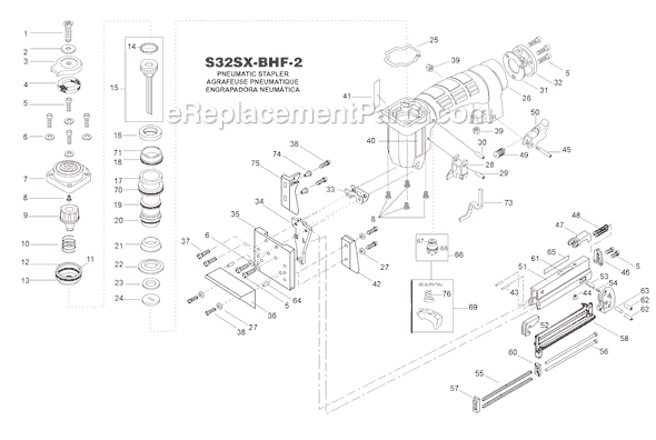 Bostitch S32SX-BHF-2 Pneumatic Stapler Page A Diagram