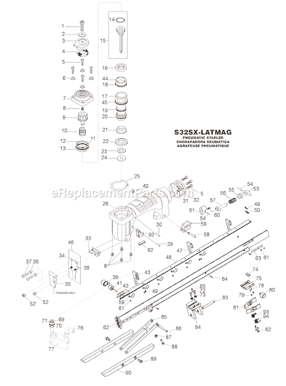 Bostitch S32SX-LATMAG Pneumatic Stapler Page A Diagram