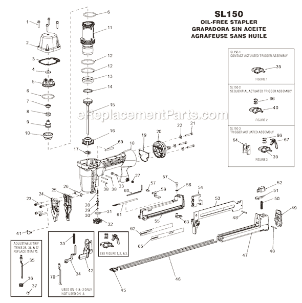 Bostitch SL150 Pneumatic Brad Nailer & Stapler Page A Diagram
