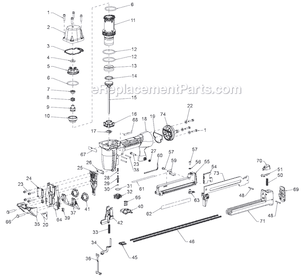 Bostitch SX150-BHF Pneumatic Brad Nailer & Stapler Page A Diagram