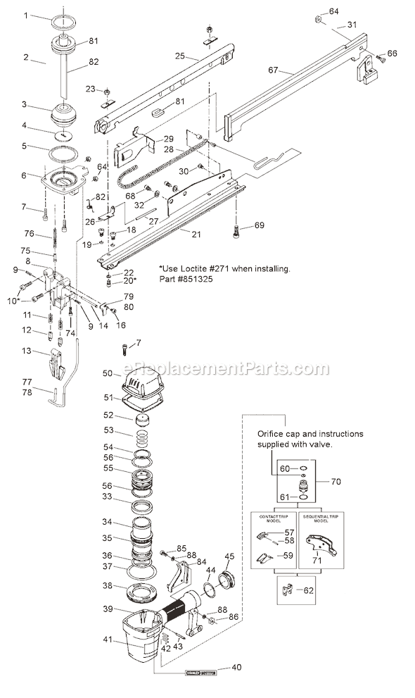 Bostitch T40BSX Pneumatic Stapler Page A Diagram